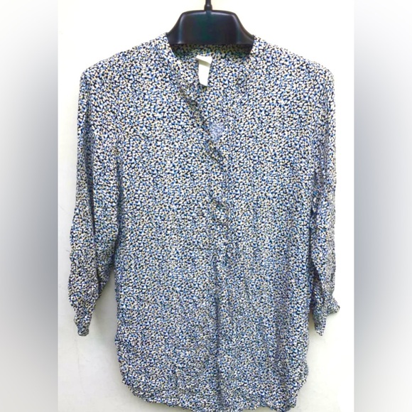 H&M Tops - H&M tunic long sleeve blue and yellow pattern top